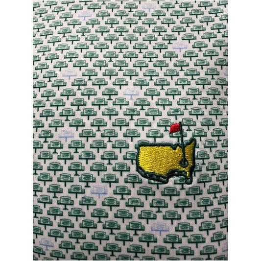 Masters Peter Millar Performance Tech White Leaderboard Pattern Performance Golf Shirt Polo