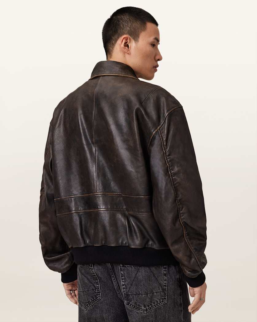 Vintage Brown Cowhide Leather Jacket – Classic Bomber Style for Men | Cowskin Jackets