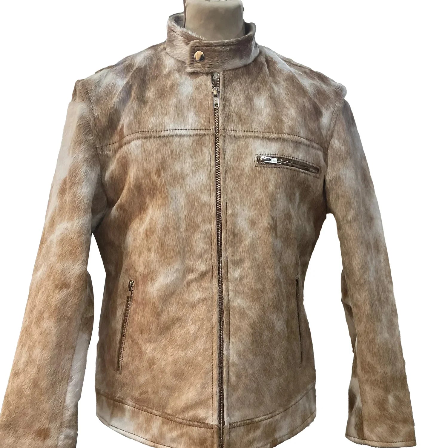 Men's vintage brown leather jacket made of classic cowhide, showcasing traditional style and durable outerwear quality.