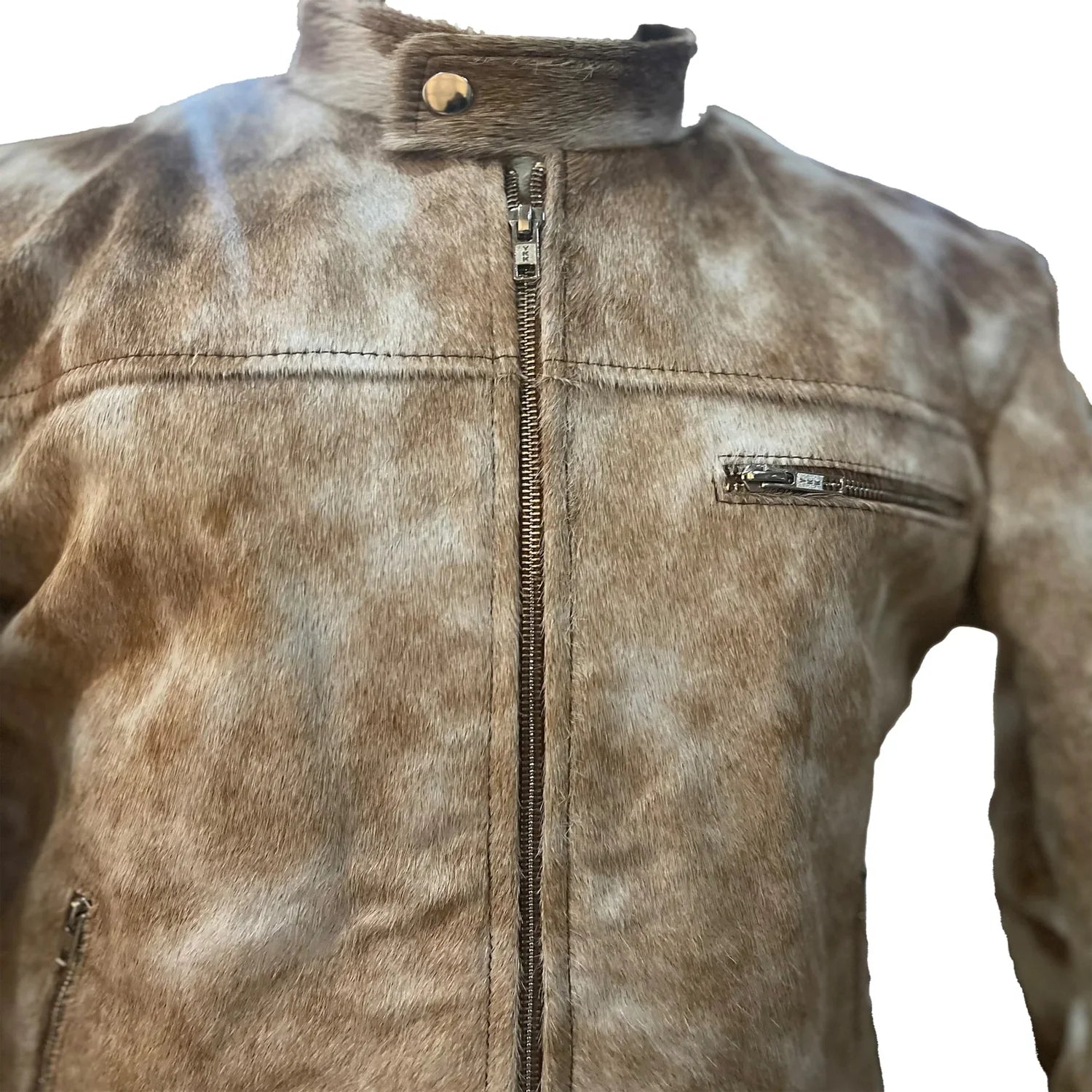 Men's vintage brown leather jacket made of classic cowhide, showcasing traditional style and durable outerwear quality.