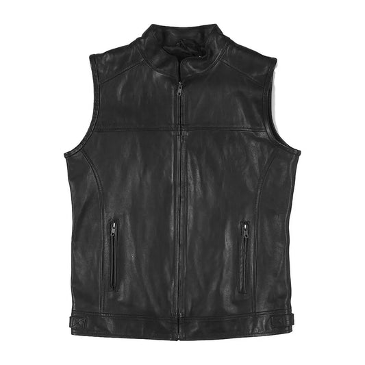 Men's ARDGHAL Black Leather Vest Sleek Urban Fashion