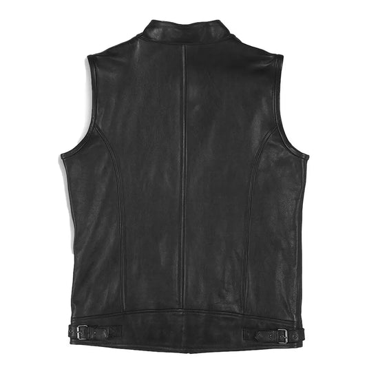 Men's ARDGHAL Black Leather Vest Sleek Urban Fashion