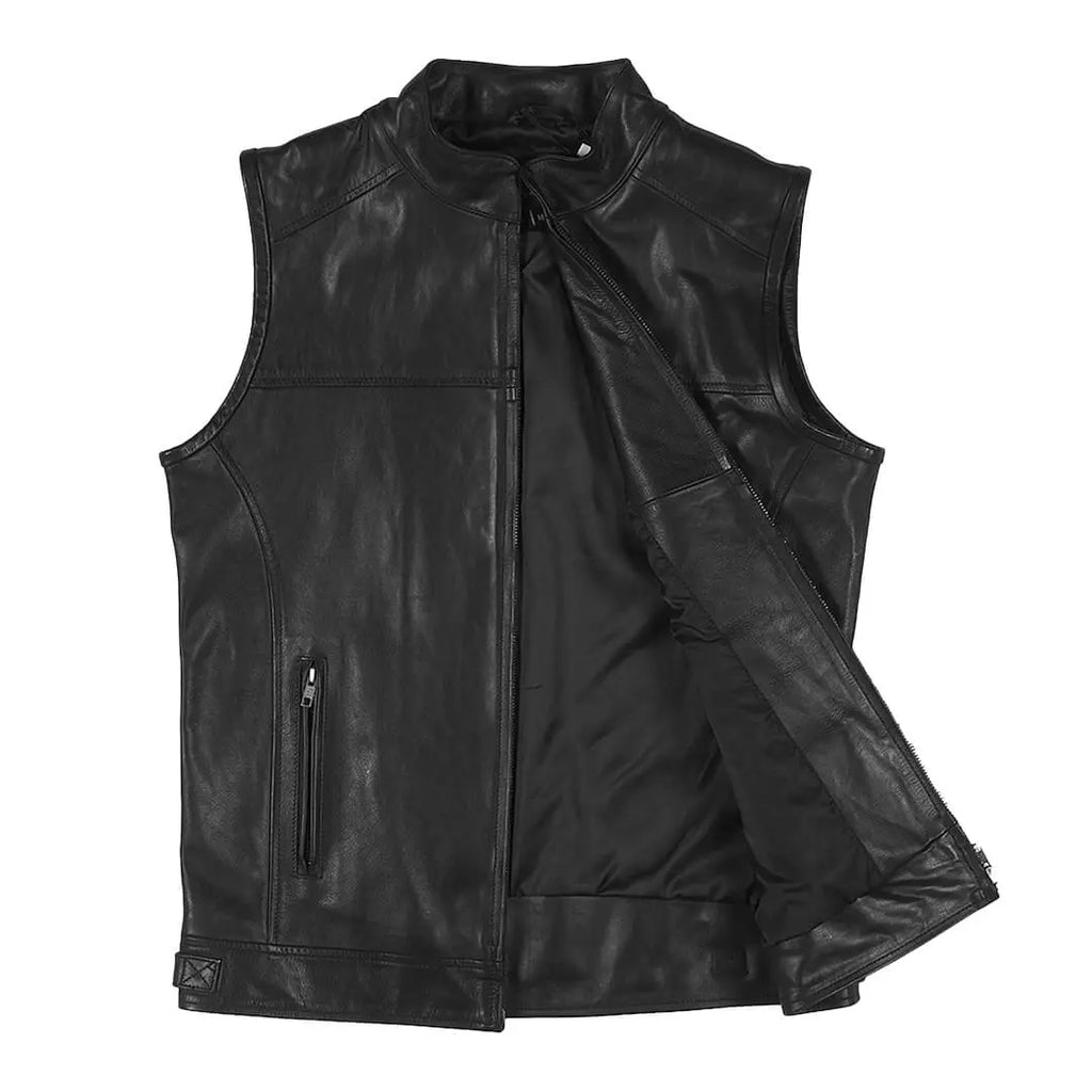 Men's ARDGHAL Black Leather Vest Sleek Urban Fashion