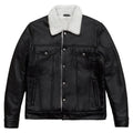 Men's Shearling Leather Jacket in Black & White