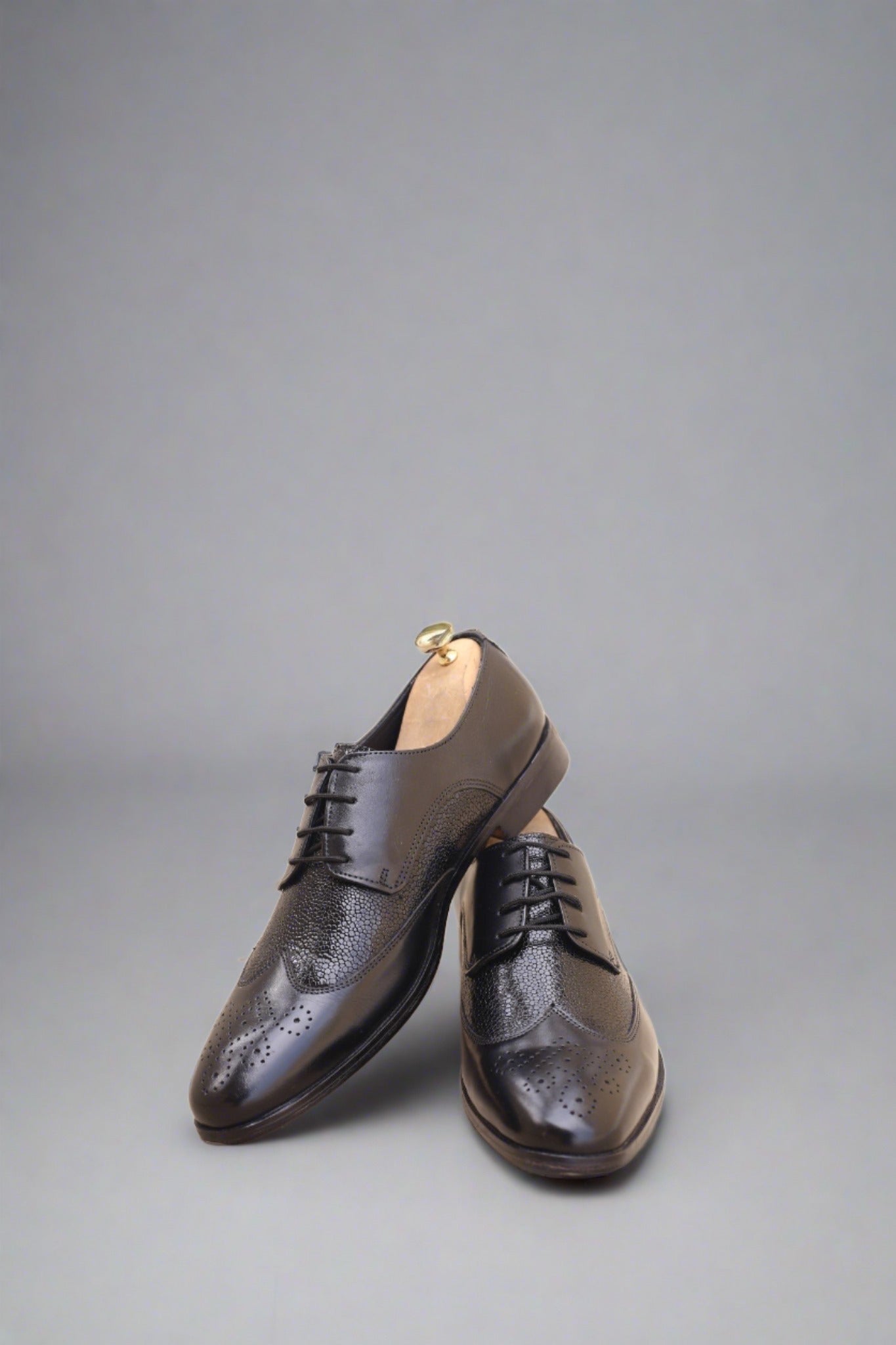 Black & Brown Leather Men's Brogue Derby Oxford Dress Shoes (US Sizes 7-11