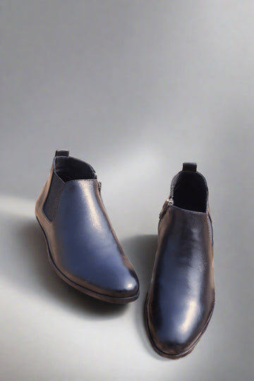 Men's Chelsea Boots, Round Toe Chelsea Boots, Burnished Leather Chelsea Boots, Brogue Chelsea Boots, Pull-On Chelsea Boots, Leather Chelsea Boots, Men's Ankle Boots, Dress Chelsea Boots, Men's brown chelsea boots, Round toe chelsea boots with brogue detailing, Easy slip-on chelsea boots for men,