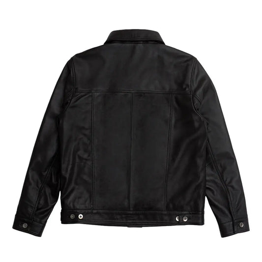 Mens Leather Jacket Real Lamb Skin Leather Jacket Biker Leather Jacket Black Color Leather Coat.