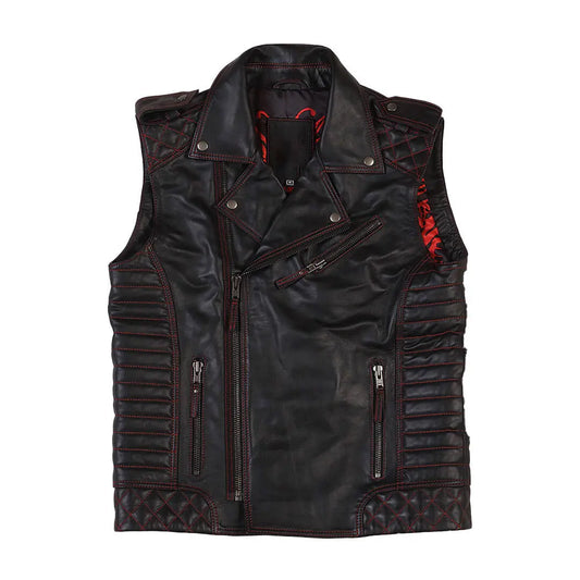 Mens Leather Vest Real Lambkin Biker Vest