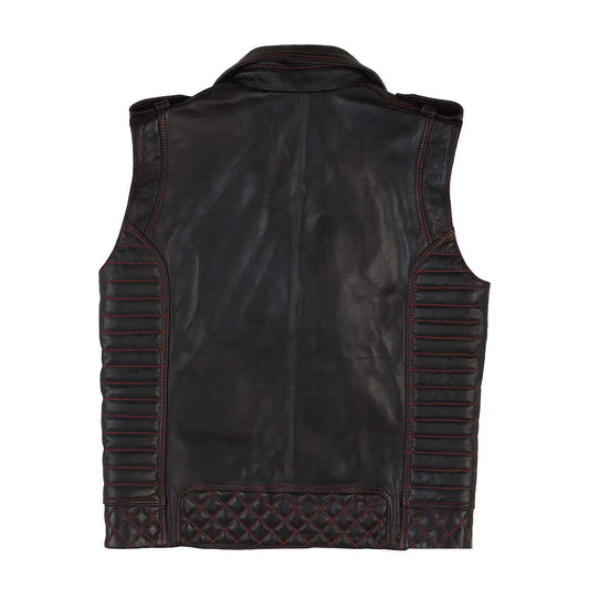 Mens Leather Vest Real Lambkin Biker Vest