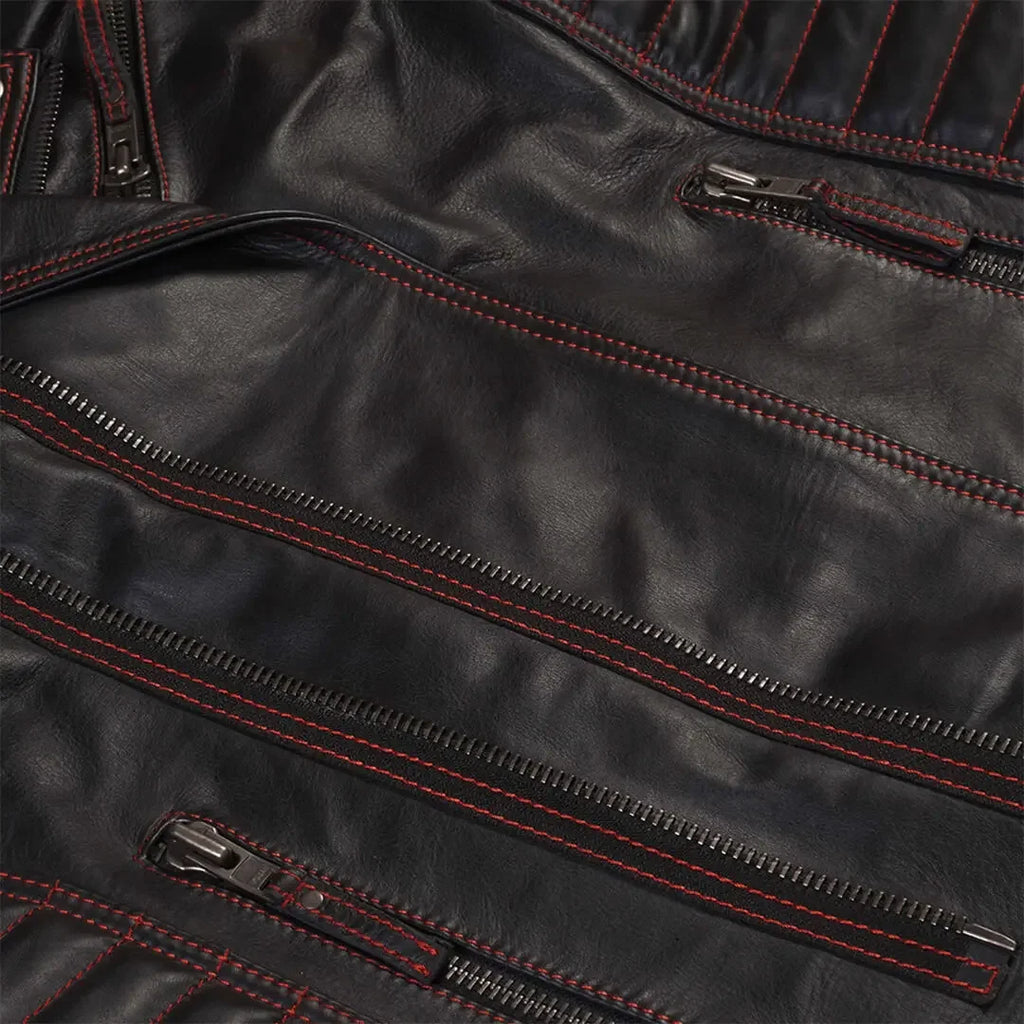 Mens Leather Vest Real Lambkin Biker Vest