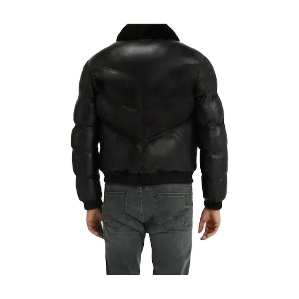Men’s Black Puffer Jacket with Fur Collar