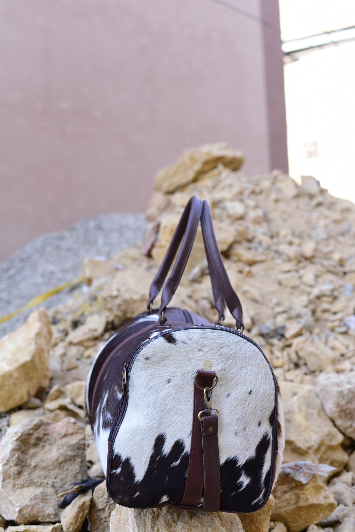 Genuine Leather Cowhide Bag Hairy Texture Stylish Everyday Carryall Belongings 