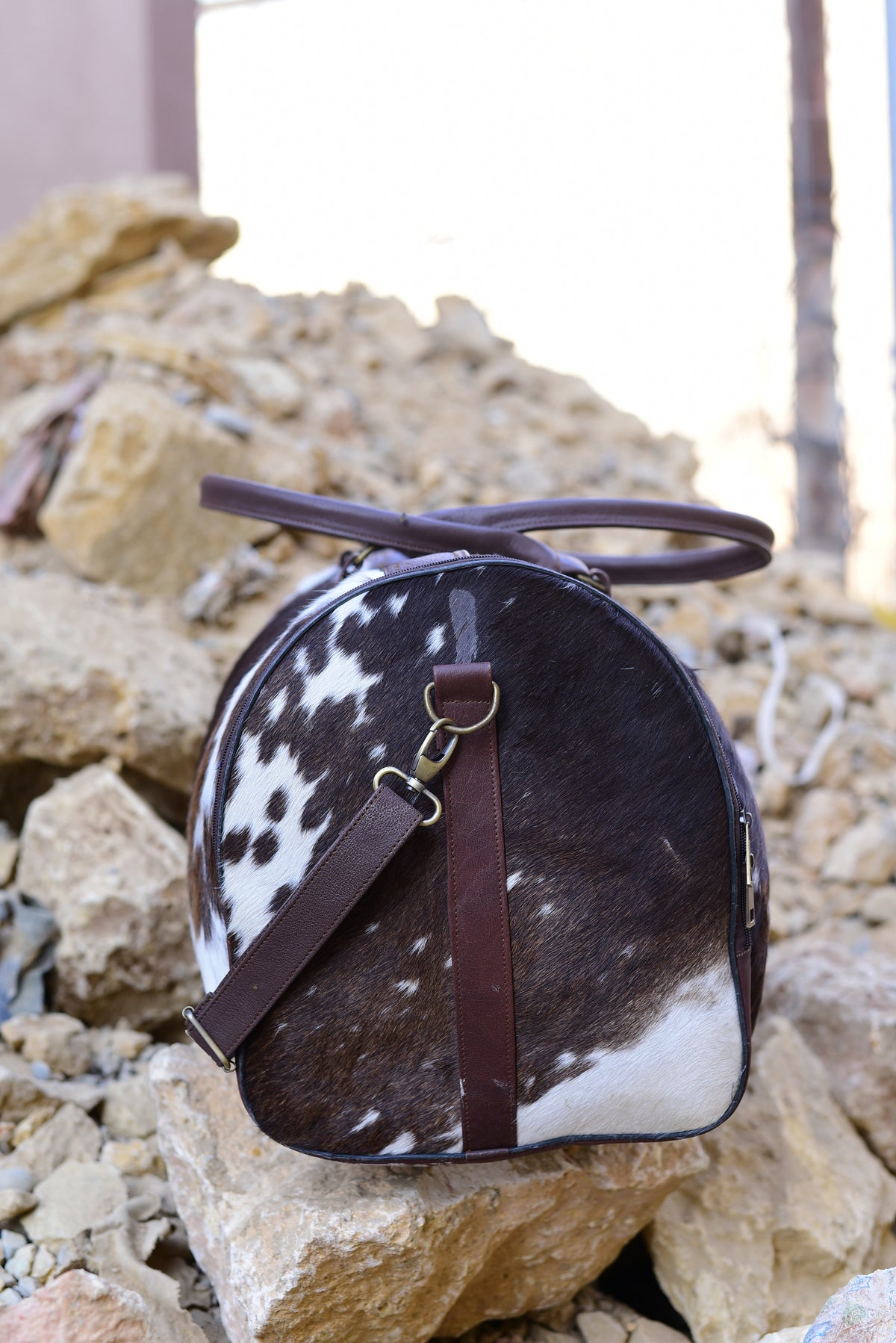 Genuine Leather Cowhide Bag Hairy Texture Stylish Everyday Carryall Belongings 