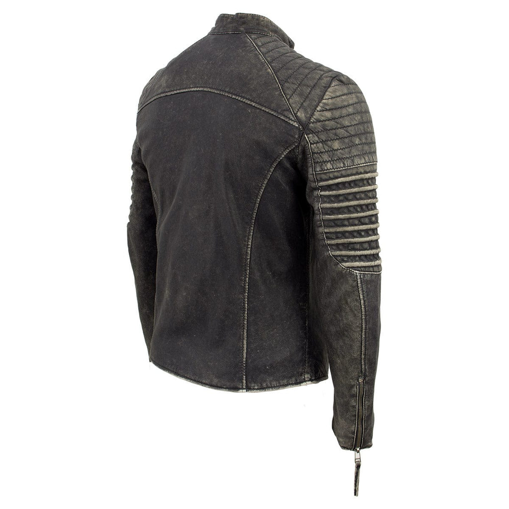 Men's Brown Distressed Leather Café Racer Jacket