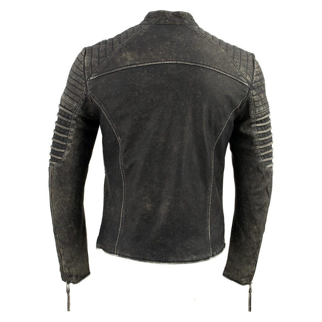 Men's Brown Distressed Leather Café Racer Jacket
