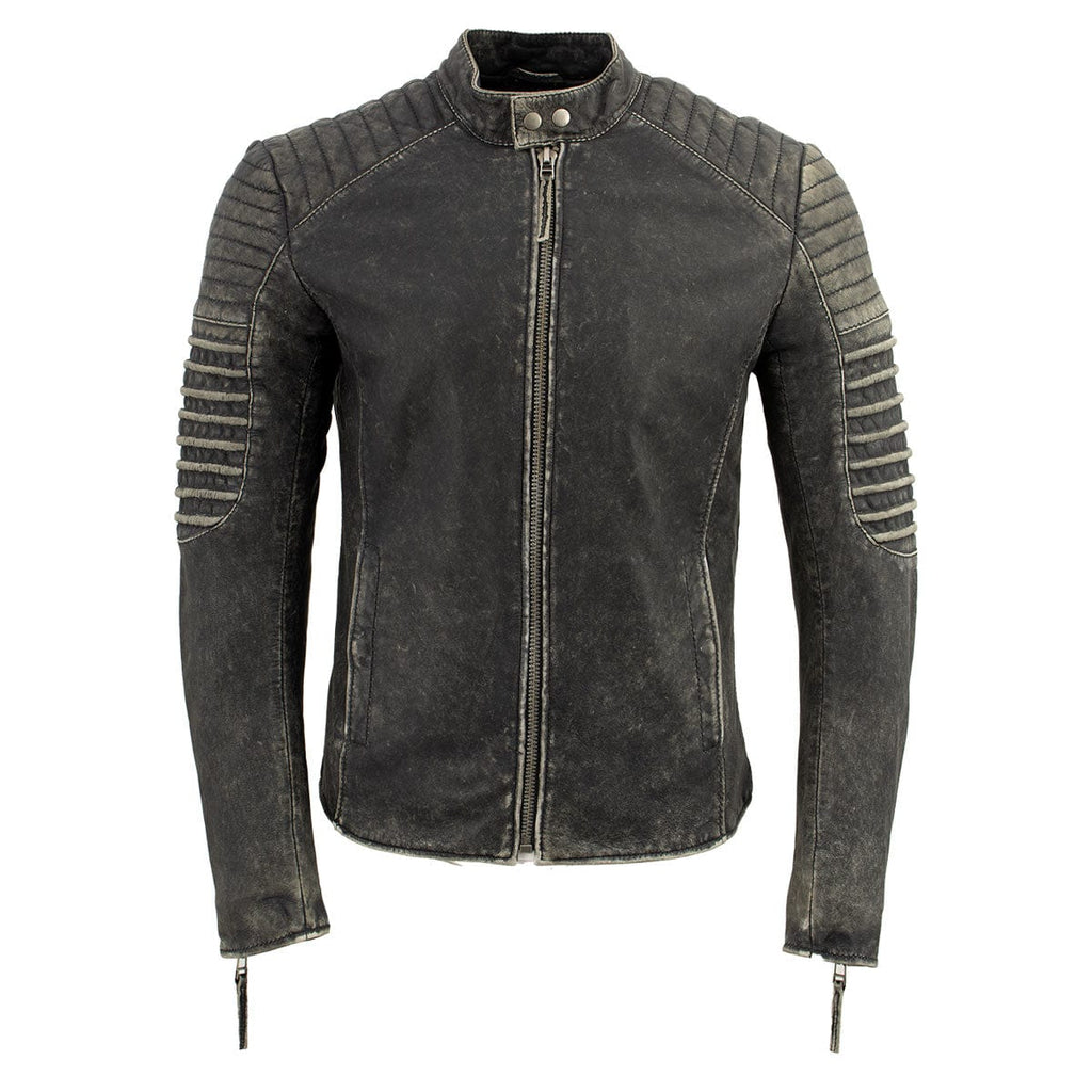 Men's Brown Distressed Leather Café Racer Jacket