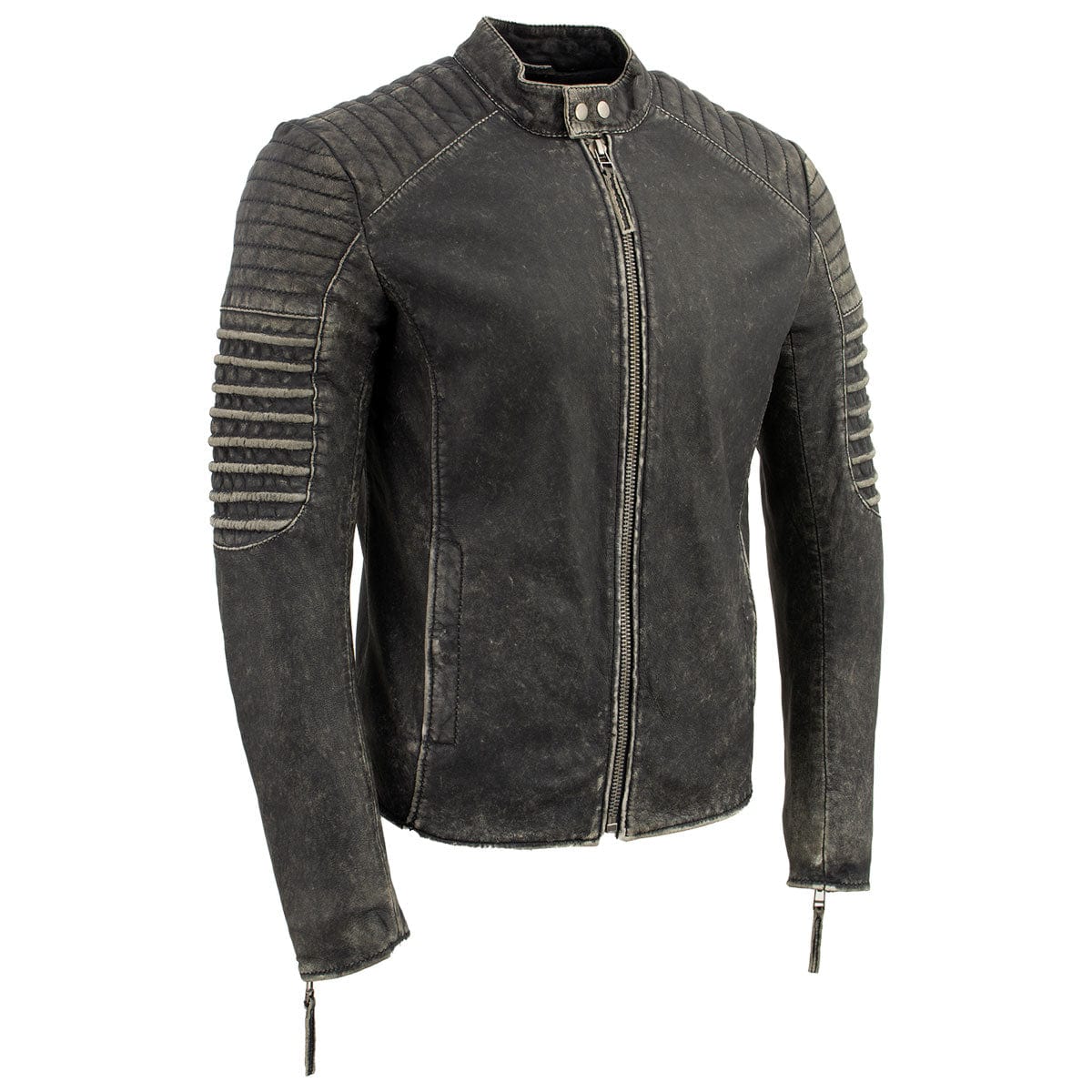 Men's Brown Distressed Leather Café Racer Jacket