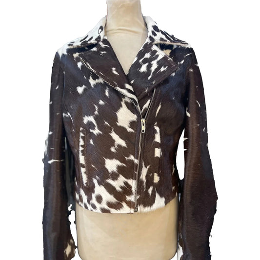 Contemporary White Cream Cowhide Leather Jacket