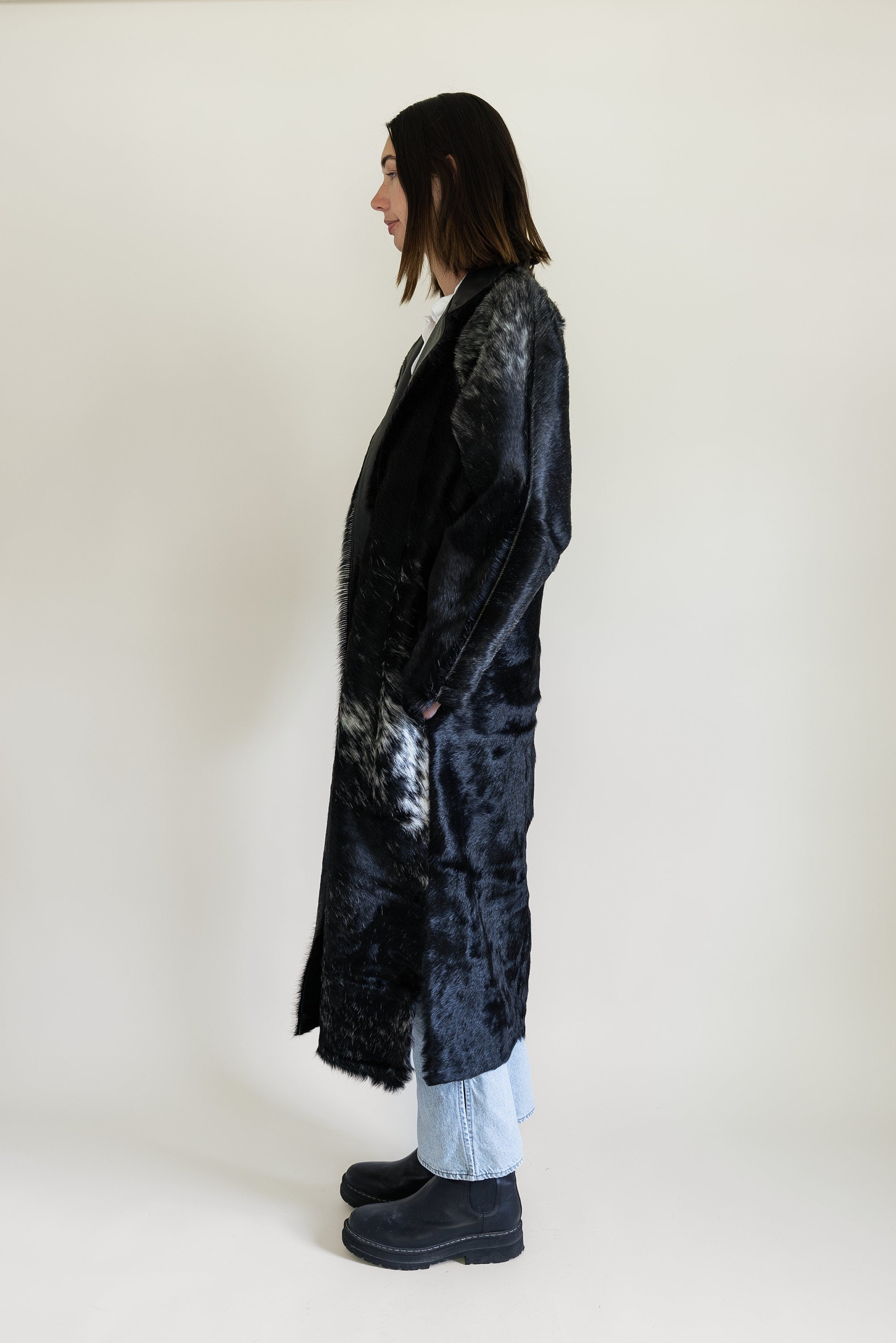 Cowhide Leather Trench Coat for Women