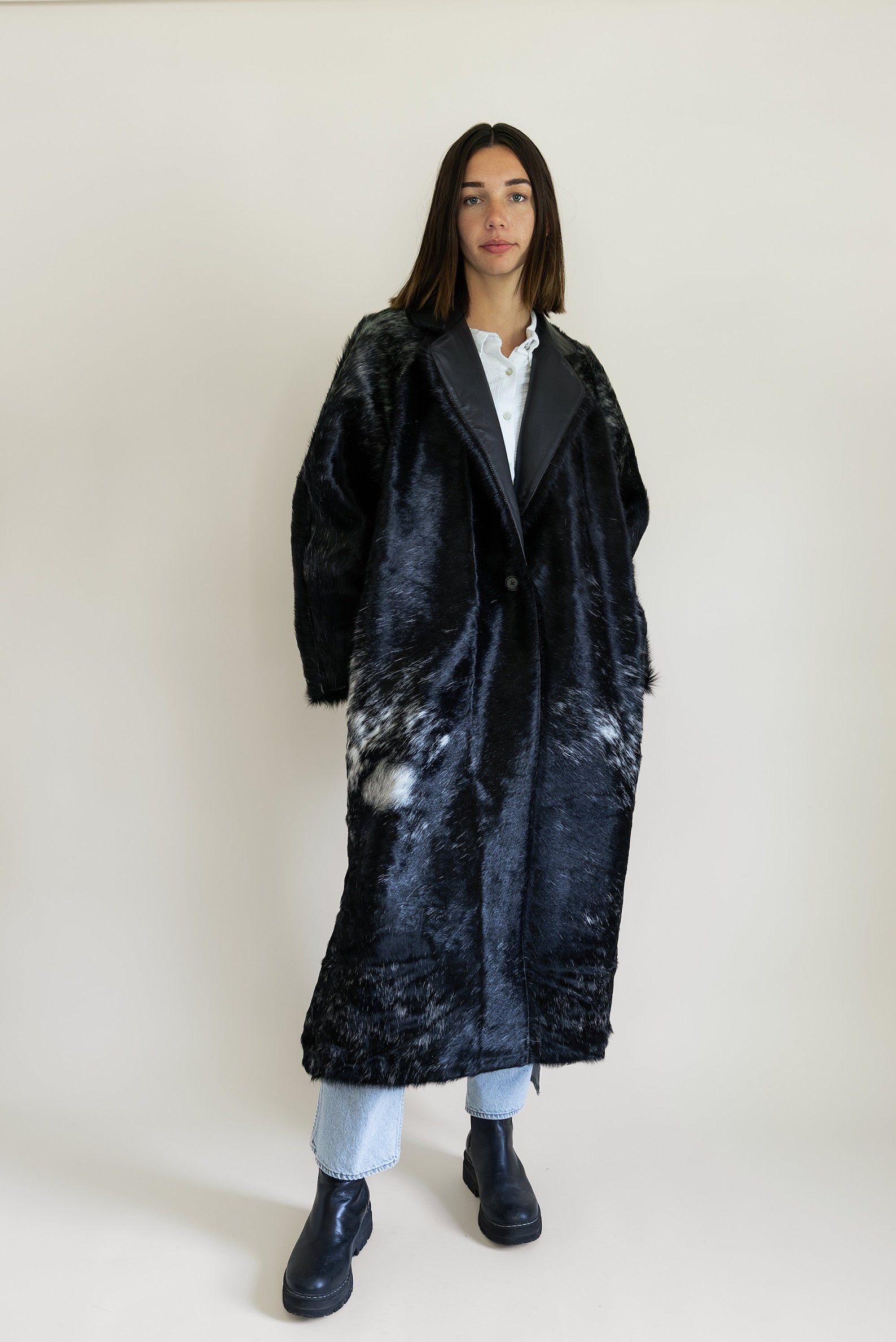 Cowhide Leather Trench Coat for Women