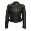 Alice Dark Black Biker Leather Jacket for Women
