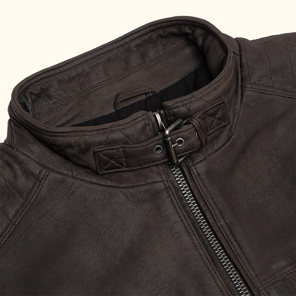 Elegant handcrafted olive green leather bomber jacket, an ideal birthday gift for the fashion-forward individual.