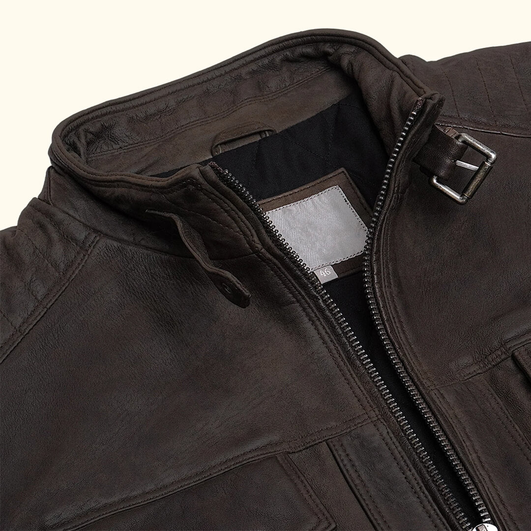 Elegant handcrafted olive green leather bomber jacket, an ideal birthday gift for the fashion-forward individual.