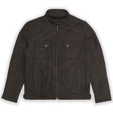 Elegant handcrafted olive green leather bomber jacket, an ideal birthday gift for the fashion-forward individual.