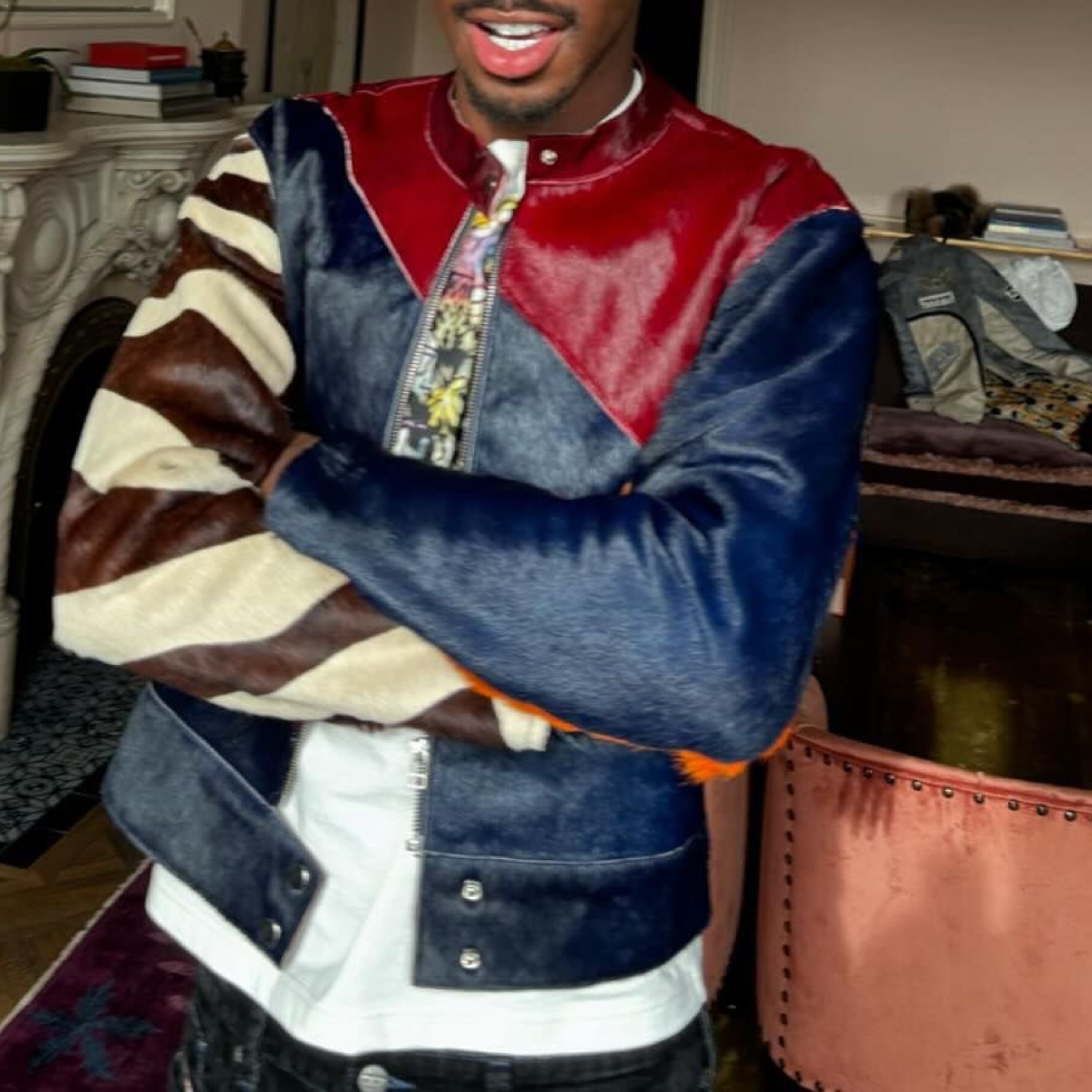 Cowhide Hair On Dye Color Jacket Men's