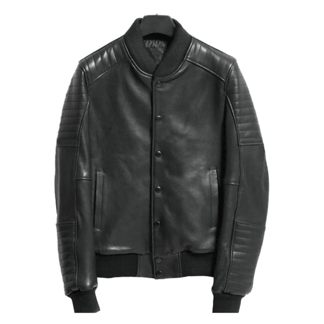 Classic Fabian Black Leather Moto Jacket for men, showcasing essential and timeless fashion style.