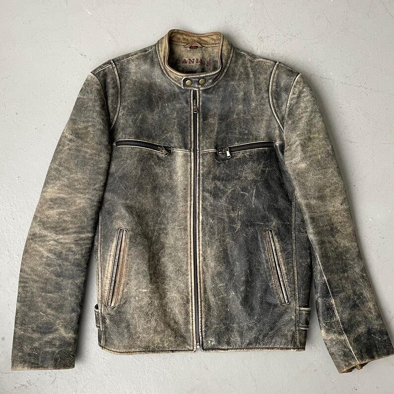 Best Leather Jacket 1980s Oversized Retro Distressed Vintage Real Leather Jacket Women’s Streetwear Loose Style Leather Jacket, Gift For her