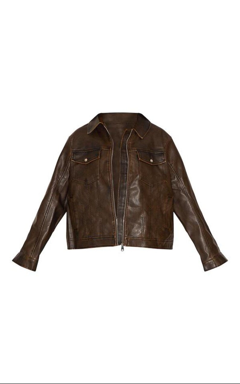 Women's Vintage Brown Oversized Leather Jacket, Ladies Bomber Jacket, Women 1980's Style Jacket, Christmas Gift For Her, Soft Leather Jacket