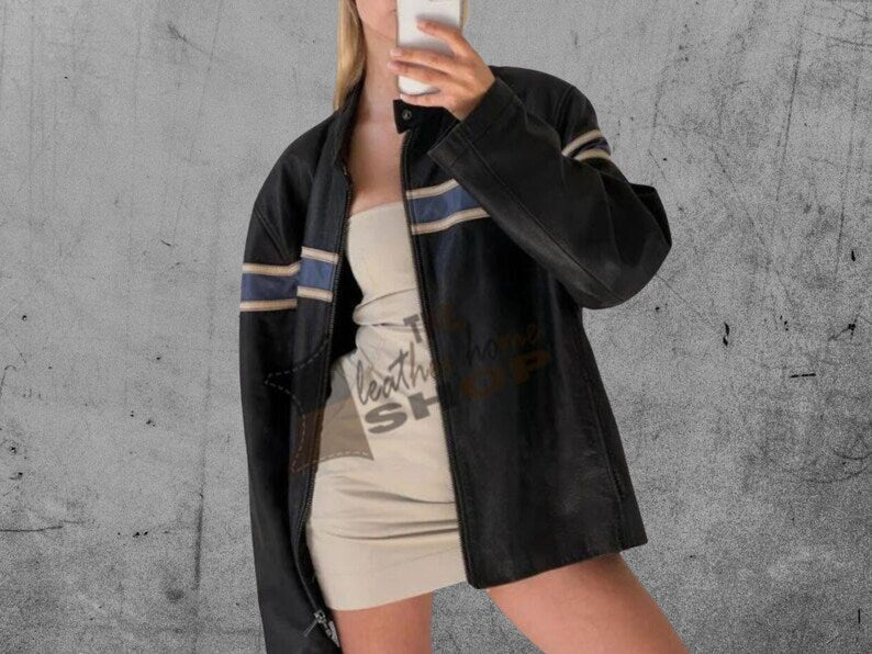 90's Vintage Oversize Jacket, women's Vintage Oversized Straight Jacket, Ladies Oversized Leather Jacket, ladies Boxy Classic bomber jacket