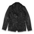 Womens Imani Dark Leather Blazer Button-Down Coat