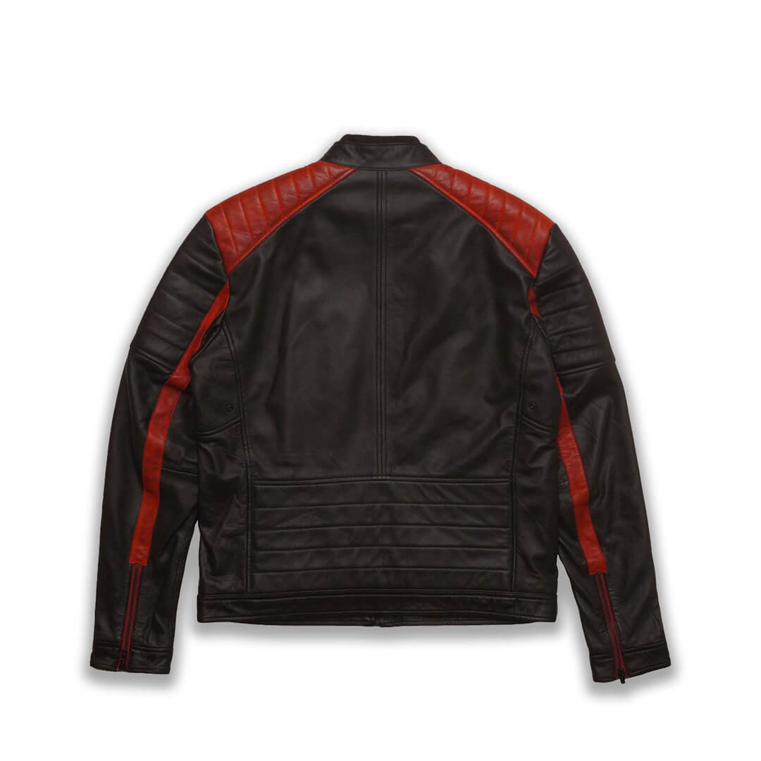 Irvine Distressed Black & Red leather Jacket Thejacketmakerss