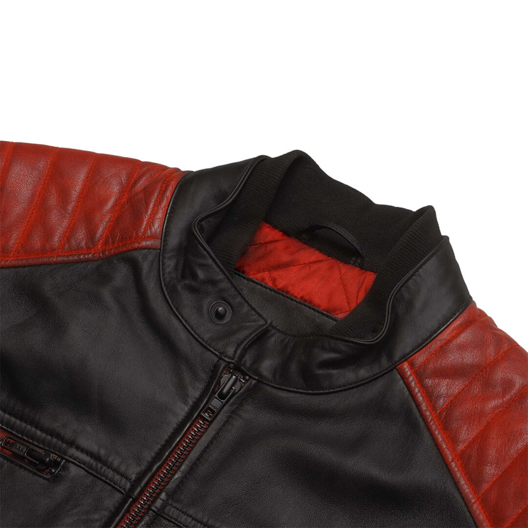 Irvine Distressed Black & Red leather Jacket Thejacketmakerss