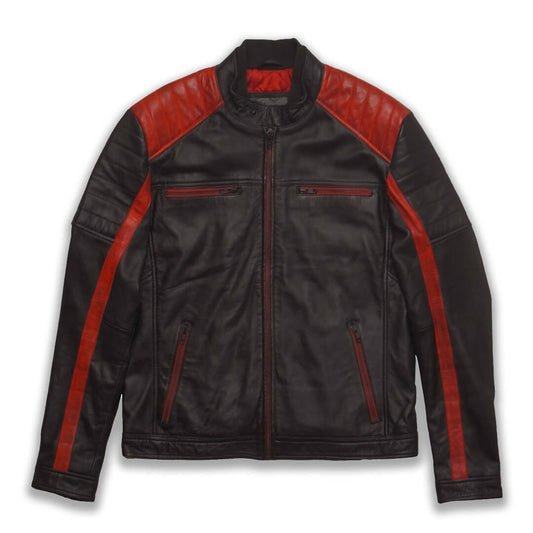 Irvine Distressed Black & Red leather Jacket