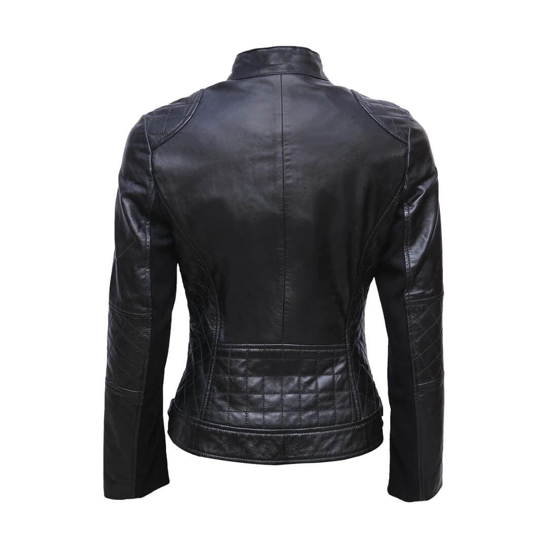 Women's Dark Black Leather Jacket Biker Style Thejacketmakerss