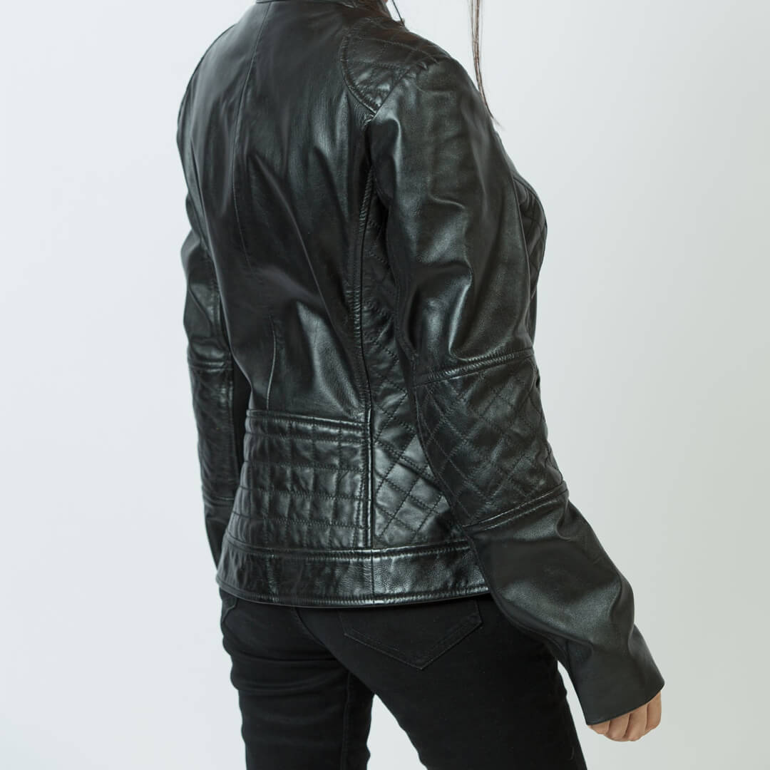 Women's Dark Black Leather Jacket Biker Style Thejacketmakerss