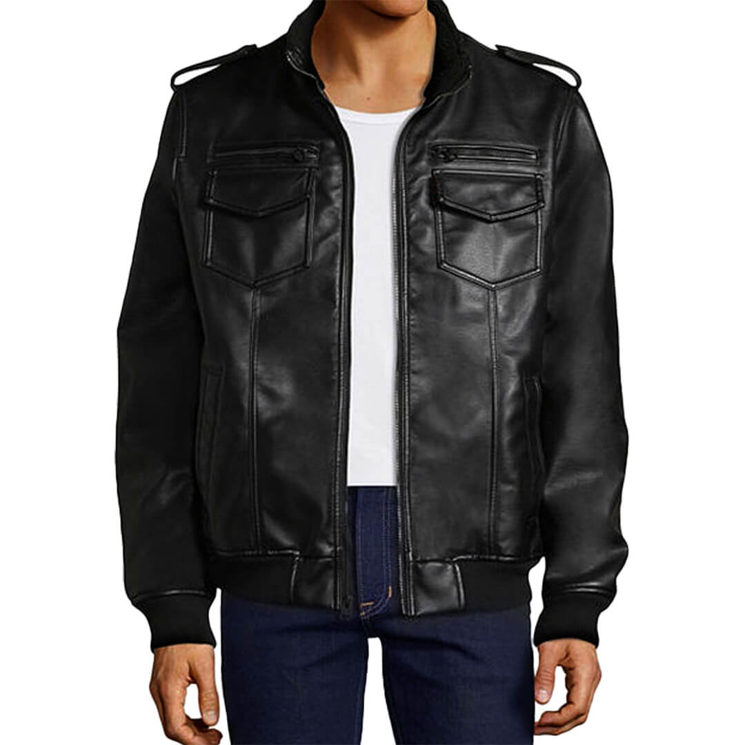  Jeremy Black Leather Jacket for Men 