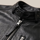 Close-up of soft full-grain jet black cowhide leather