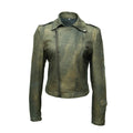 Vintage Inspired Distressed Leather Jacket Jette-Antique Green