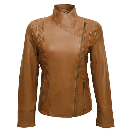 Women's Brown Biker Jacket Genuine Leather jacket