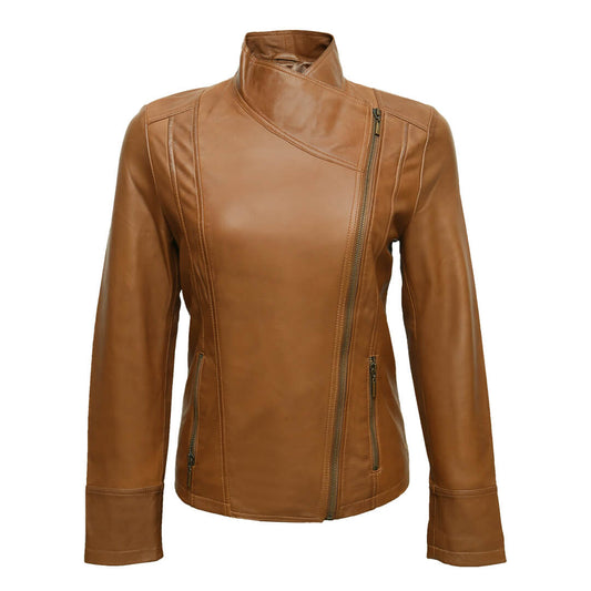 Women's Brown Biker Jacket Genuine Leather jacket