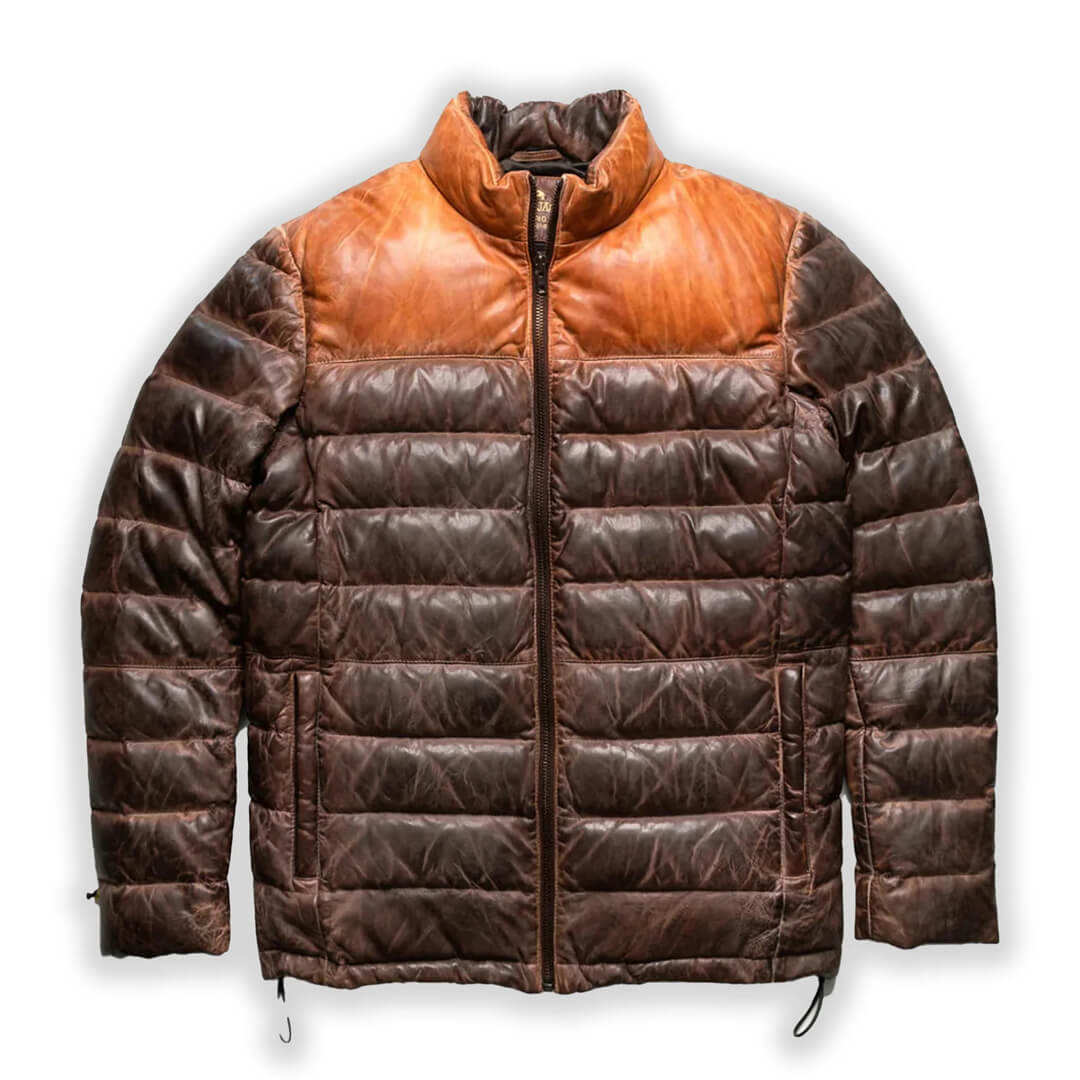 Buy Men s Leather Puffer Jackets Now Warmth Style for Winter TJM s