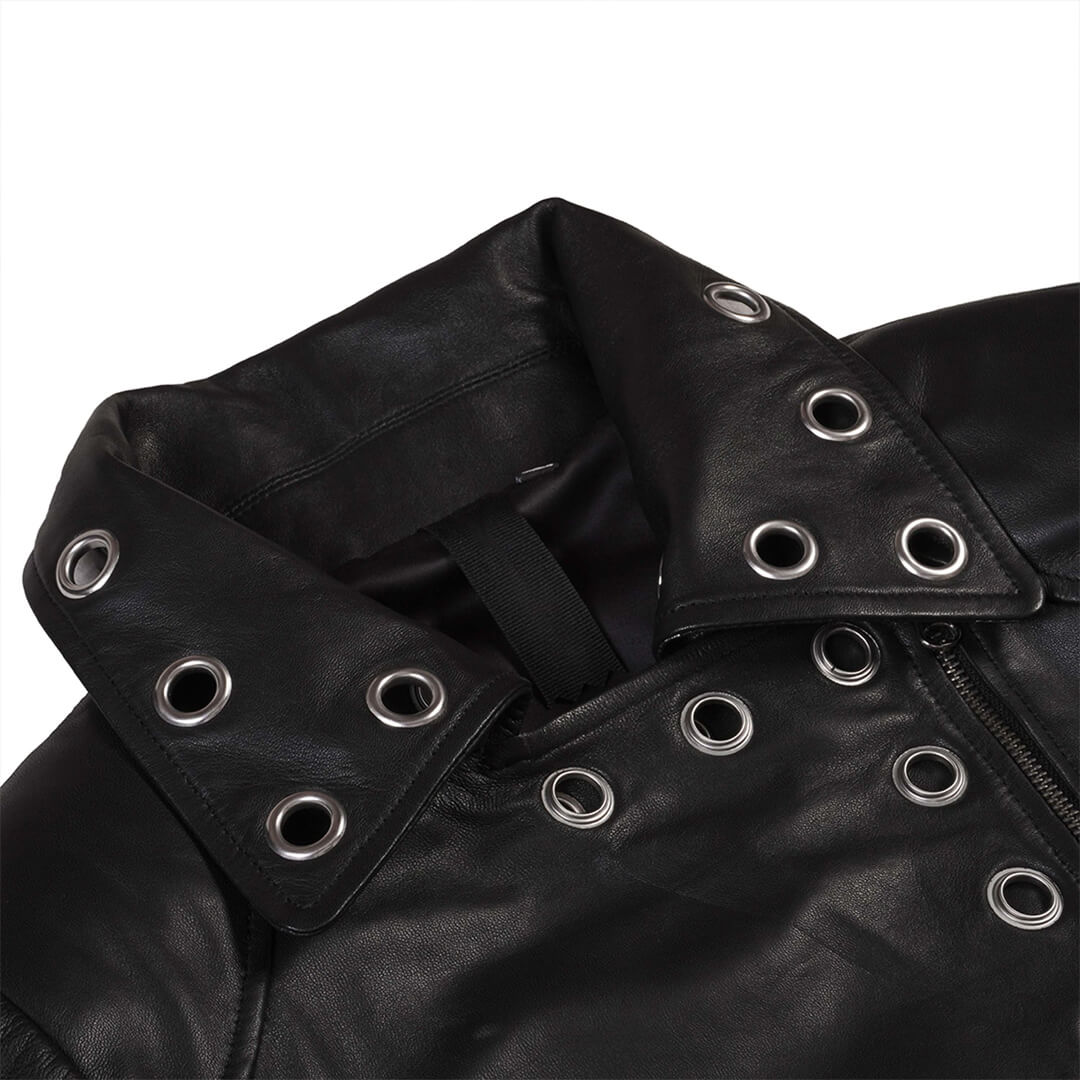 Chic Kiara women's black leather jacket, timeless in style, ideal for versatile casual looks.