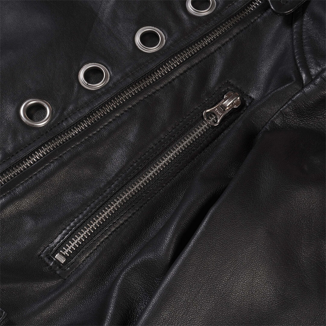 Chic Kiara women's black leather jacket, timeless in style, ideal for versatile casual looks.