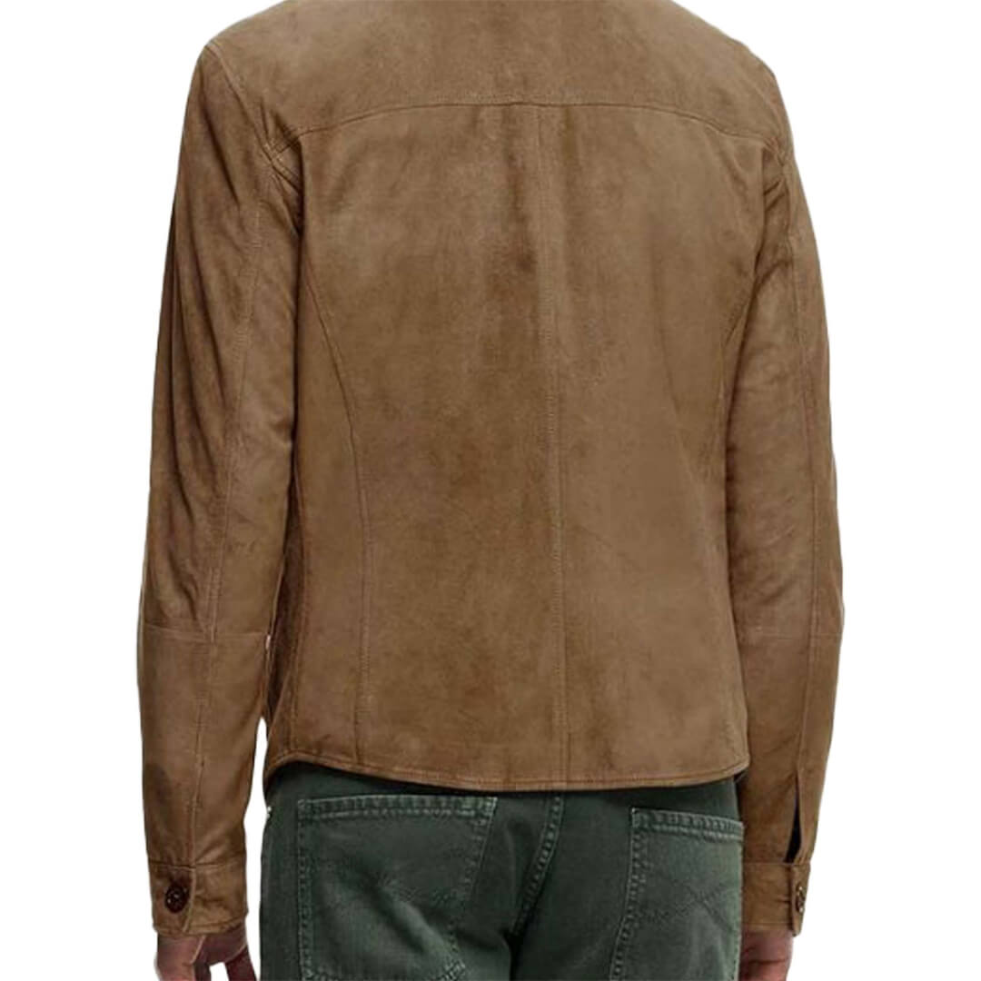 Men's Landry Brown Leather Blazer showcasing timeless style and versatility, ideal for both office and evening wear.