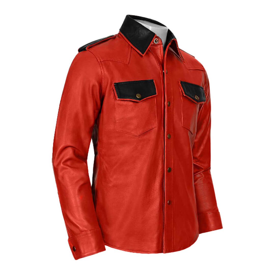 Men's Leather Shirt Handcrafted High-Quality Outerwear Thejacketmakerss