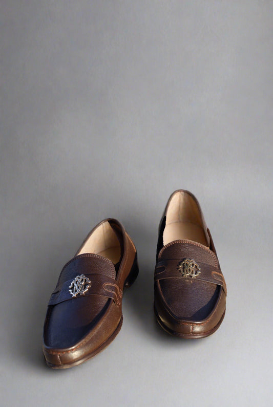 Classic Penny Leather Loafers with Luxe Gold Accent Genuine Leather Slip-On Shoes